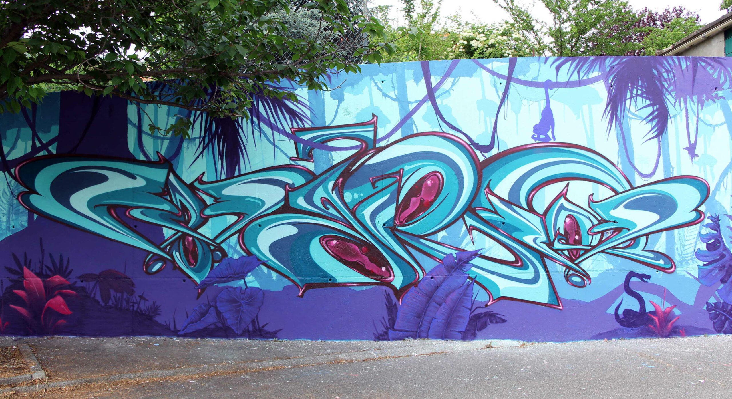Artiste : Waro -  Fresque Amazonie - parcours street art -Clermont-Ferrand