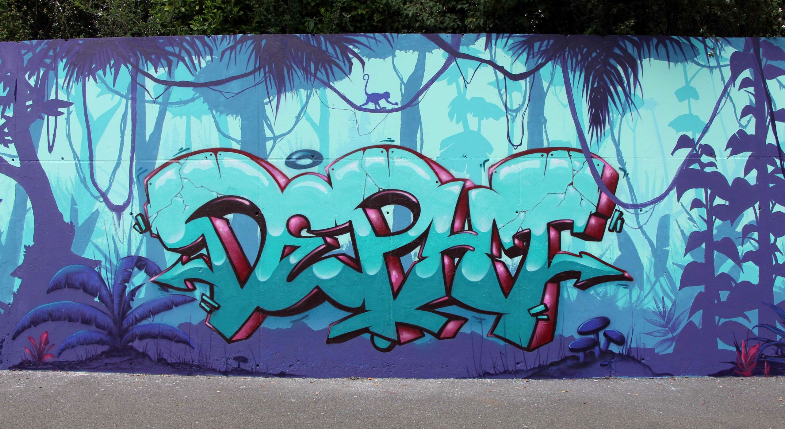 Artiste : Deft  - Fresque Amazonie - parcours street art -Clermont-Ferrand